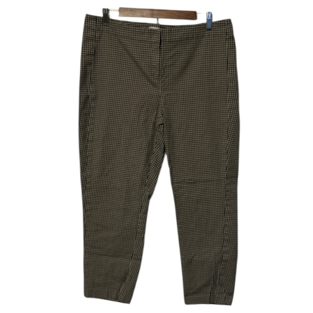 J. Jill Slim Ankle Gingham Check Pants BlackTan Neutral Academia Business Casual